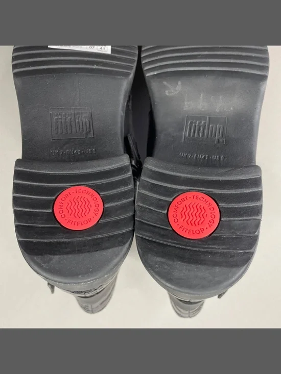 NEW Fit Flop Shoes Womens 9 black leather helmi ankle boots alligator goth moto - Picture 10 of 12